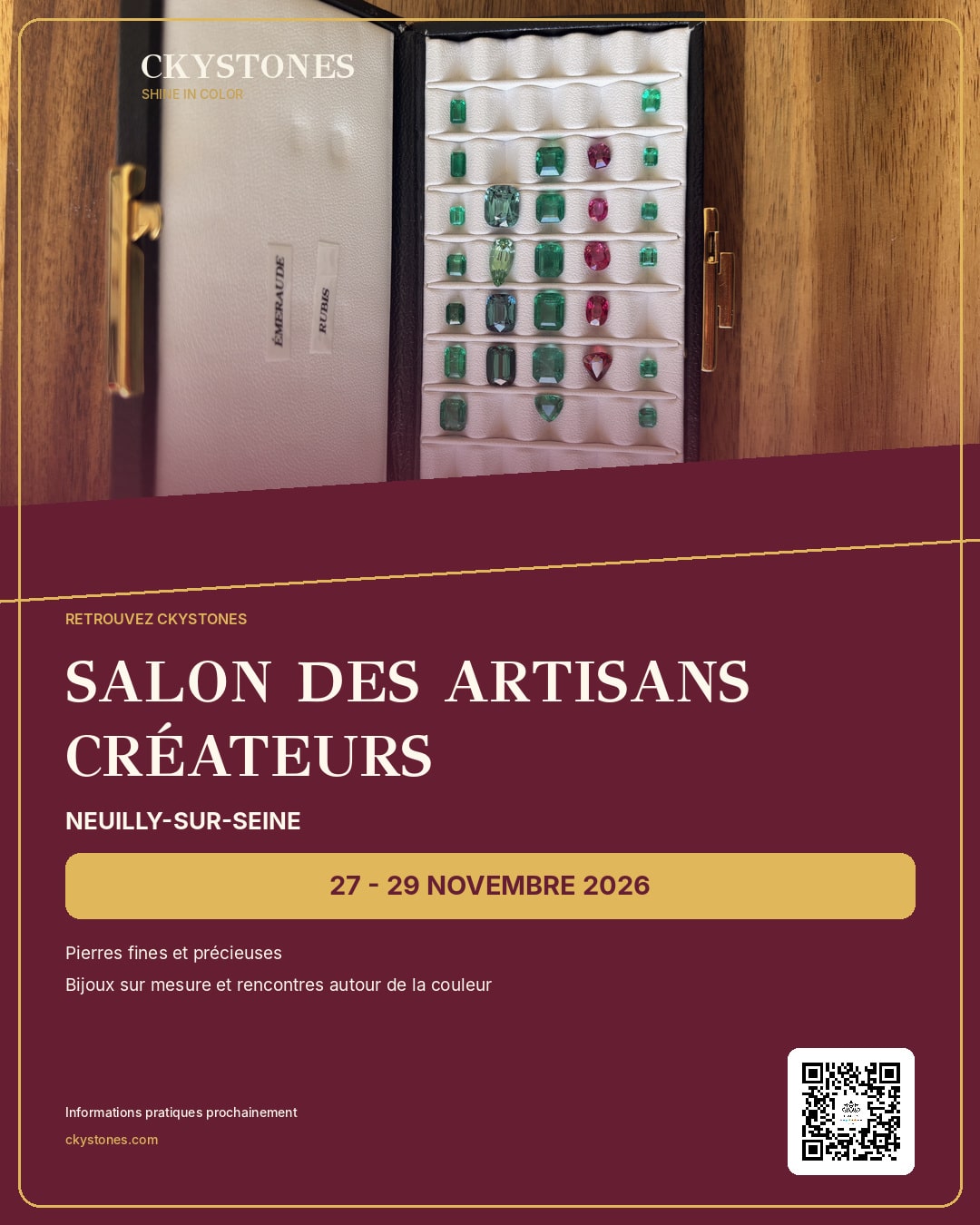 CKYSTONES au Salon des artisans créateurs de Neuilly-sur-Seine du 27 au 29 novembre 2026